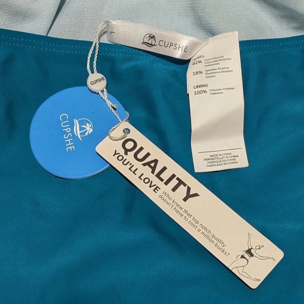 Cupshe Vibrant Blue/Green Hue One-Piece Swimsuit - Picture 3 of 3